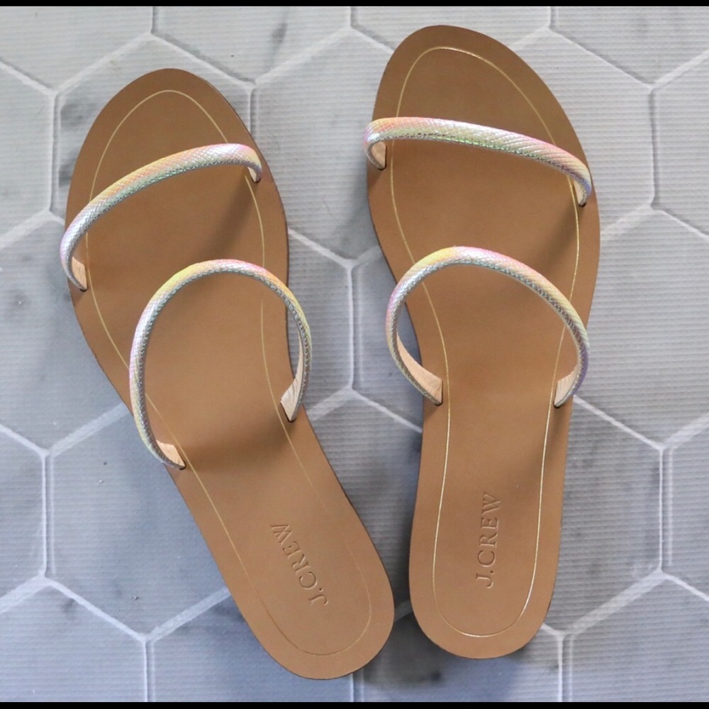 J. Crew Isla iridescent crosshatch slides 10
